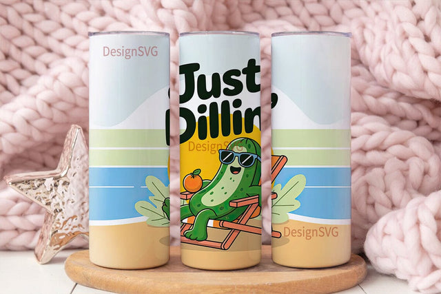 Chillin' Pickle 20oz Tumbler Wrap Sublimation DesignSVG 