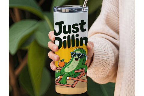 Chillin' Pickle 20oz Tumbler Wrap Sublimation DesignSVG 