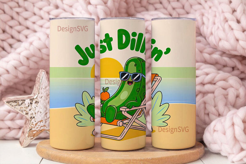 Chillin' Pickle 20oz Tumbler Wrap Sublimation DesignSVG 