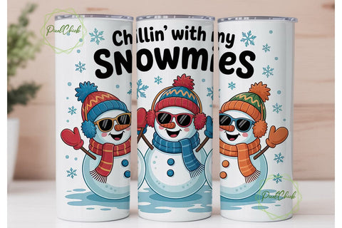 Chillin' Snowmies 20oz Tumbler Wrap Sublimation PixelChick 