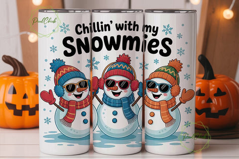 Chillin' Snowmies 20oz Tumbler Wrap Sublimation PixelChick 