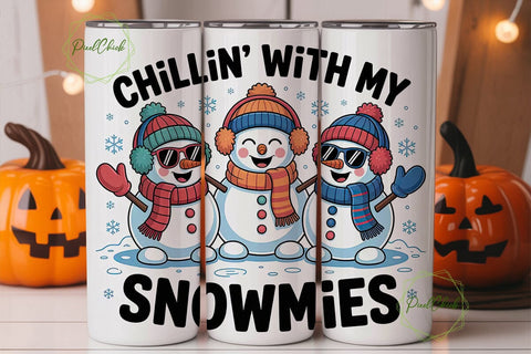 Chillin' Snowmies 20oz Tumbler Wrap Sublimation PixelChick 
