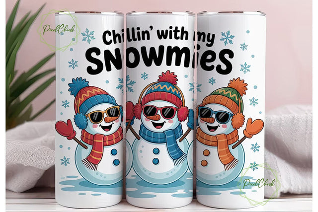 Chillin' Snowmies 20oz Tumbler Wrap Sublimation PixelChick 