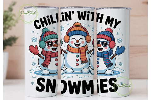 Chillin' Snowmies 20oz Tumbler Wrap Sublimation PixelChick 