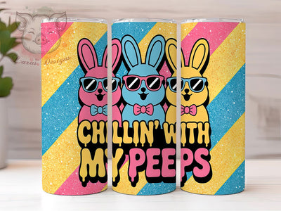 Chillin' With My Peeps Easter Bunny Tumbler, Chillin With My Peeps PNG, 20oz Sublimation Design, Pink Glitter Easter Tumbler, Cute Bunny Tumbler Wrap, Spring Egg Tumbler Design Sublimation Lara' s Designs 