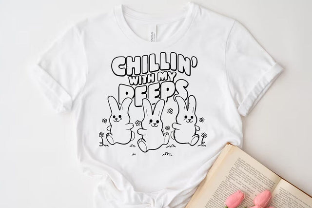 Chillin with my peeps SVG PNG Easter T-shirt, Easter Illustration Design SVG FiveStarCrafting 