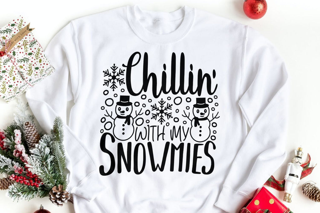 Chillin’ With My Snowmies| Christmas Snowman SVG Cutting Files. - So Fontsy