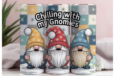 Chilling With My Gnomies 20oz Tumbler Sublimation PixelChick 