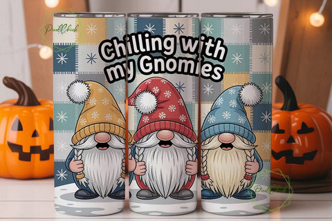 Chilling With My Gnomies 20oz Tumbler Sublimation PixelChick 
