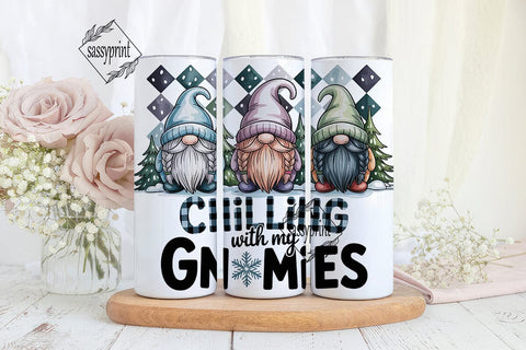 Chilling with my Gnomies Tumbler Wrap Sublimation sassyprint 