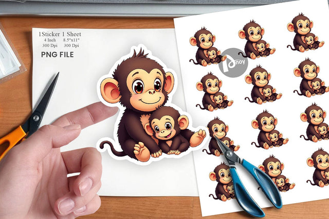 Chimpanzee Mother's Day Sticker Sublimation artnoy 