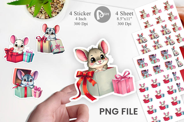 Chinchilla Sticker Gift Sublimation artnoy 