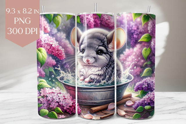 Chinchilla with Lilacs Tumbler Wrap Sublimation BijouBay 