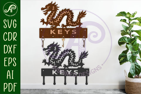 Chinese Dragon Key holders for metal and laser cutting SVG APInspireddesigns 