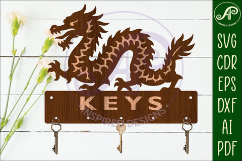 Chinese Dragon Key holders for metal and laser cutting SVG APInspireddesigns 