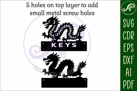 Chinese Dragon Key holders for metal and laser cutting SVG APInspireddesigns 