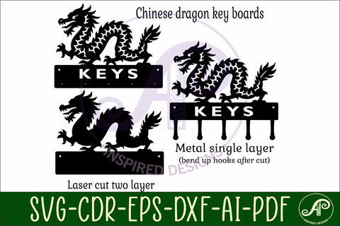 Chinese Dragon Key holders for metal and laser cutting SVG APInspireddesigns 