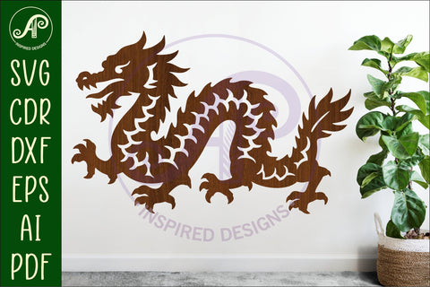 Chinese Dragon wall art sign, SVG file. vector file design 2 SVG APInspireddesigns 