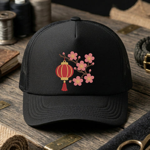 Chinese Lantern Cherry Blossom Embroidery Design – Lunar New Year Floral Lantern Asian Machine Embroidery File Embroidery/Applique DESIGNS PatternFeed8 
