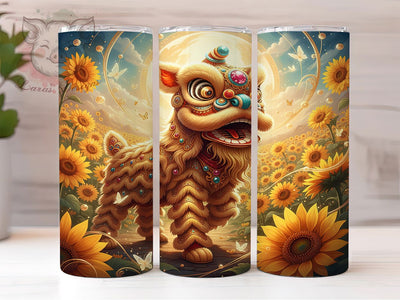 Chinese Lion Dragon Festival Tumbler, Dragon Festival Design, Chinese Gold Tumbler, 20Oz Sublimation Wrap, Yellow Gold Dragon Art, Lunar Festival Print, Tumbler Sublimation Sublimation Lara' s Designs 