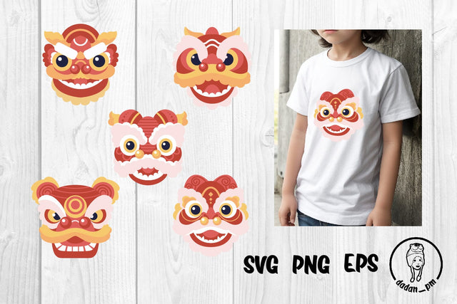 Chinese lion head png, sublimation SVG dadan_pm 