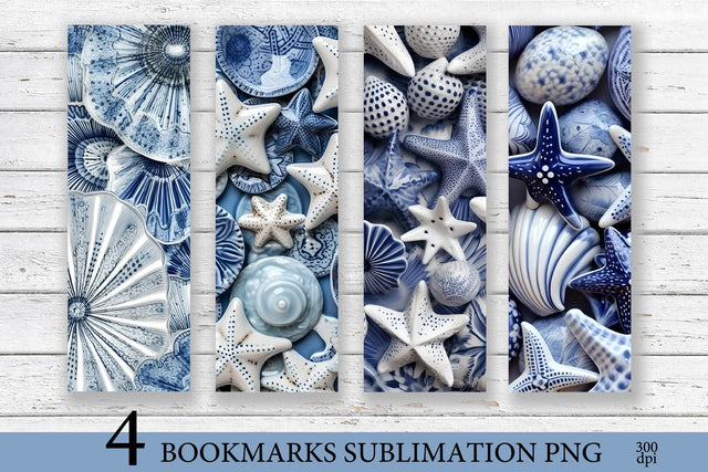 Chinese Porcelain Bookmark Sublimation PNG. Seashell PNG Sublimation Olga Terlyanskaya 