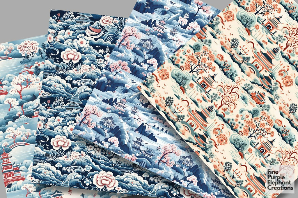 Chinese Temple Digital Paper | Asian Lunar New Year Pattern - So Fontsy