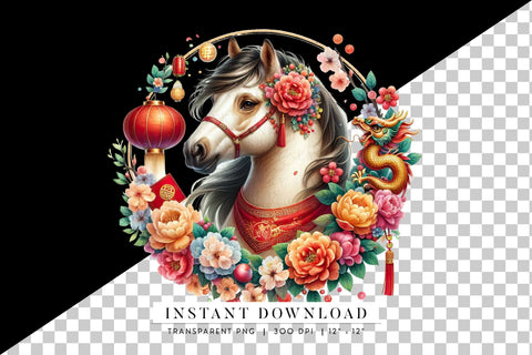Chinese Zodiac Horse, Chinese Astrology New Year 2025 Sublimation BijouBay 