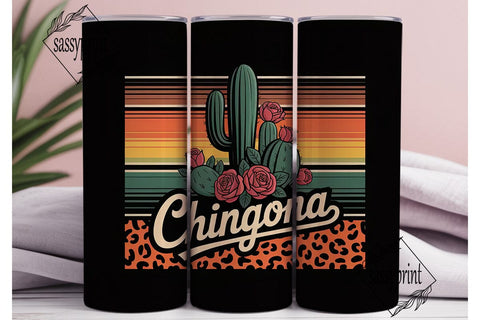 Chingona Serape Cactus 20oz Tumbler Wrap Sublimation sassyprint 