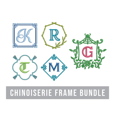 Chinoiserie Monogram Frame Machine Embroidery Design Bundle Embroidery/Applique DESIGNS Creatively Embroidery 