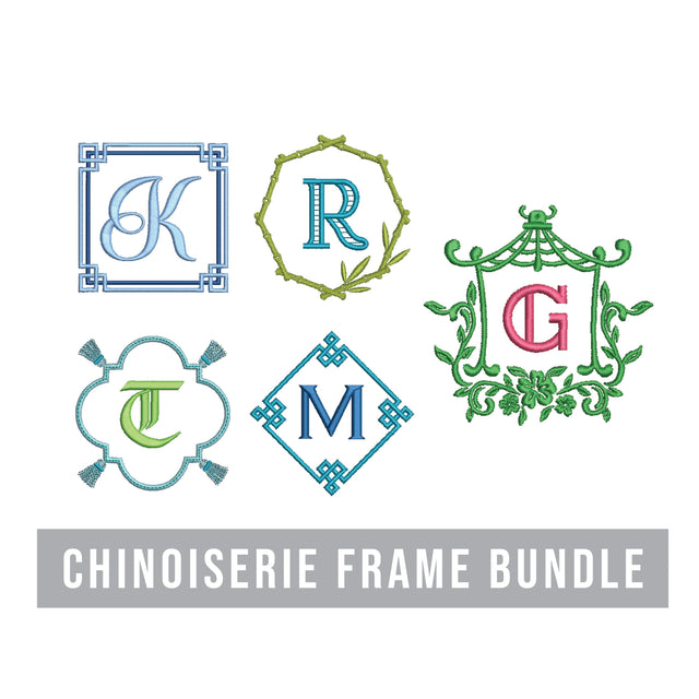 Chinoiserie Monogram Frame Machine Embroidery Design Bundle Embroidery/Applique DESIGNS Creatively Embroidery 