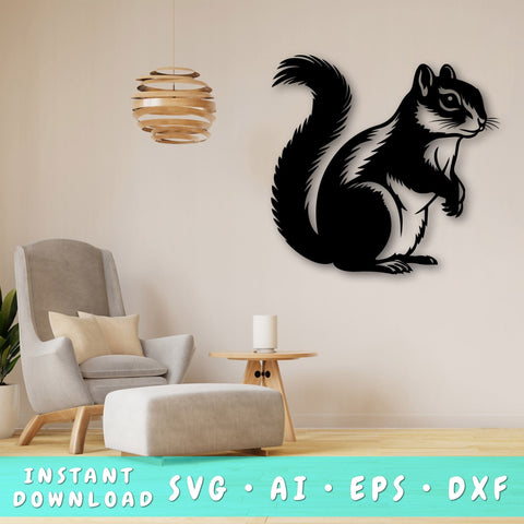 Chipmunk Laser SVG Cut File, Chipmunk Glowforge File, Chipmunk DXF, Chipmunk Wall Art SVG SVG HappyDesignStudio 