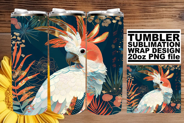 Chirpy Colorful Bird Pattern Tumbler Decal - 20oz Sublimation Sublimation afrosvg 