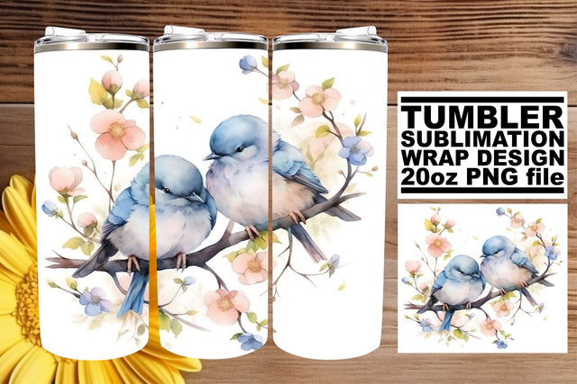 Chirpy Watercolor Avian Tumbler Wrap Sublimation afrosvg 