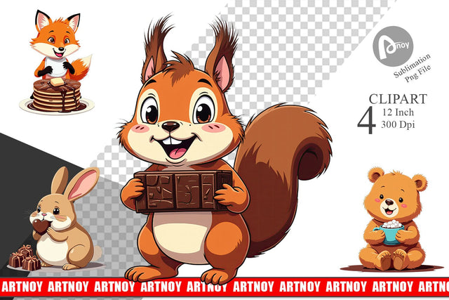 Chocolate Animals Clipart Sublimation artnoy 
