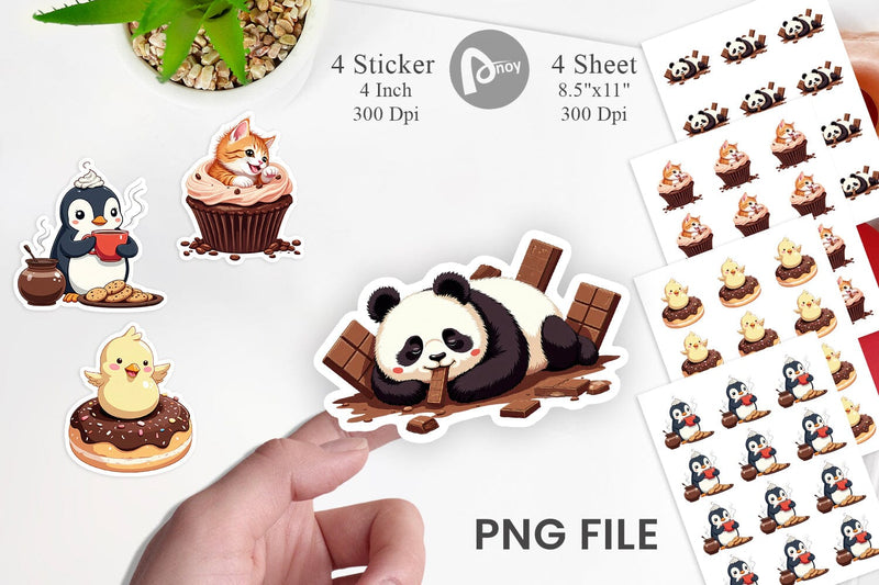 Chocolate Animals Sticker Sublimation artnoy 