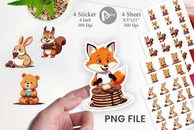 Chocolate Animals Sticker Sublimation artnoy 
