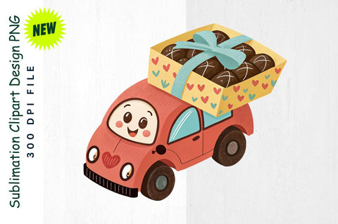 Chocolate Box Car Cartoon Sublimation Clipart Sublimation Regulrcrative 