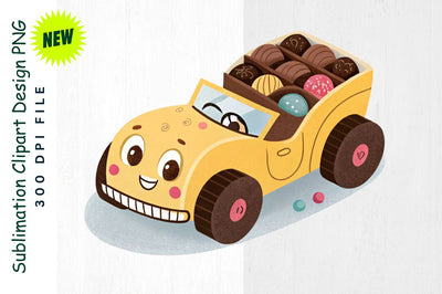 Chocolate Box Car Cartoon Sublimation Clipart Sublimation Regulrcrative 