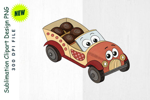 Chocolate Box Car Cartoon Sublimation Clipart SVG Regulrcrative 