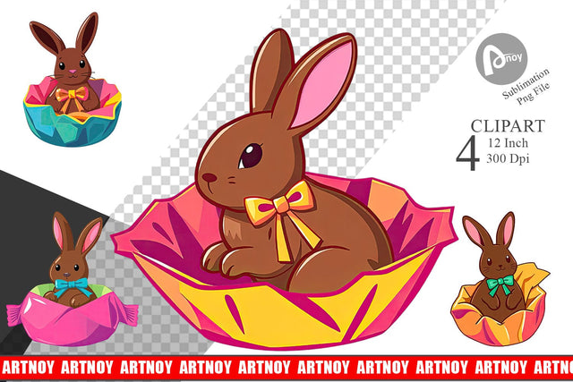 Chocolate Bunny Clipart Sublimation artnoy 