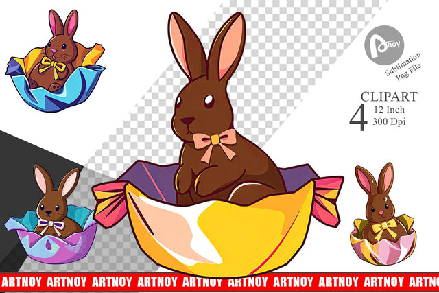 Chocolate Bunny Clipart Sublimation artnoy 