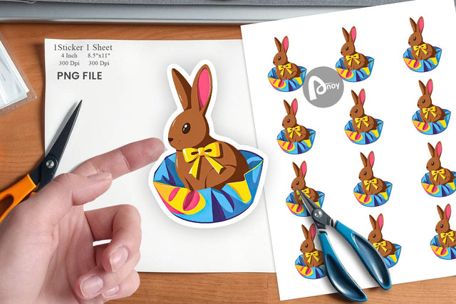 Chocolate Bunny Sticker Sublimation artnoy 