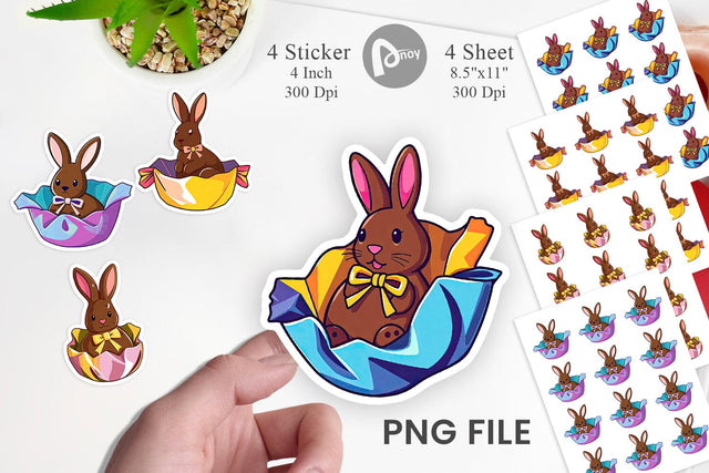Chocolate Bunny Sticker Sublimation artnoy 