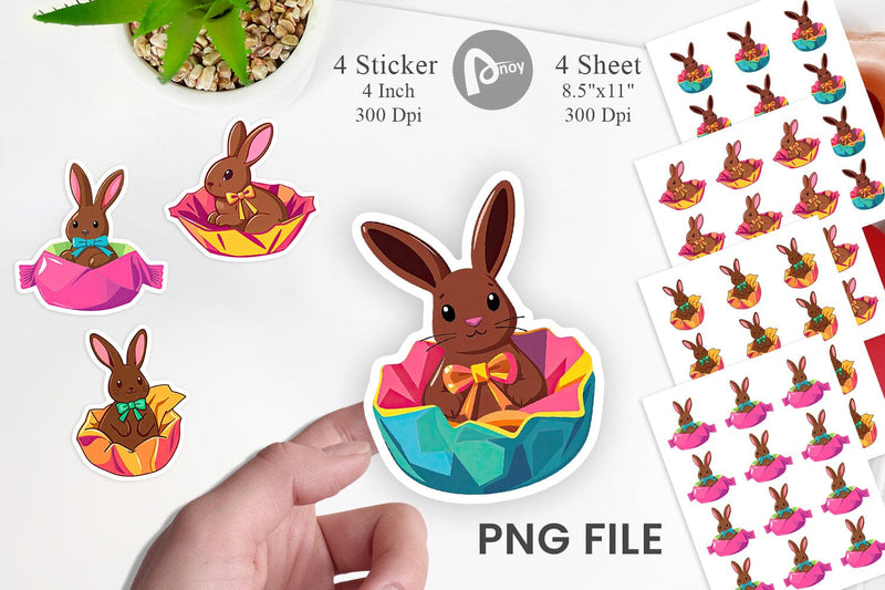 Chocolate Bunny Sticker Sublimation artnoy 
