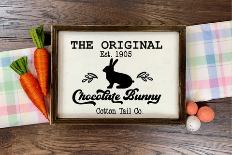 Chocolate Bunny SVG I Farmhouse Easter Sign SVG I Easter SVG SVG Happy Printables Club 