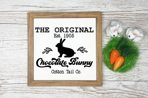 Chocolate Bunny SVG I Farmhouse Easter Sign SVG I Easter SVG SVG Happy Printables Club 