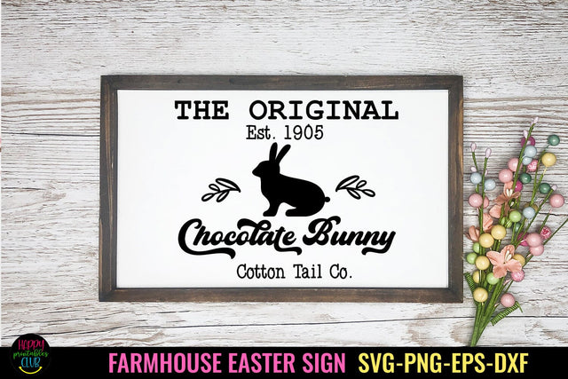 Chocolate Bunny SVG I Farmhouse Easter Sign SVG I Easter SVG SVG Happy Printables Club 