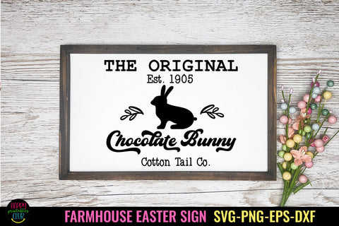Chocolate Bunny SVG I Farmhouse Easter Sign SVG I Easter SVG SVG Happy Printables Club 