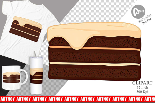 Chocolate Cake Slice Clipart Sublimation artnoy 